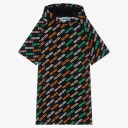 كينزو كيدز-فستان تينز بناتي ميلانو جيرسي لون أسود وبرتقالي | Childrensalon Outlet