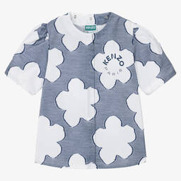 KENZO KIDS-Teen Girls Blue Boke Flower Blouse | Childrensalon Outlet