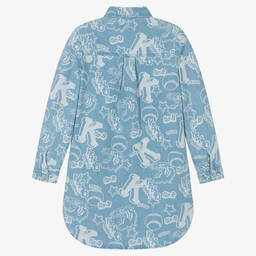 KENZO KIDS-Голубое джинсовое платье с бейсбольным принтом | Childrensalon Outlet