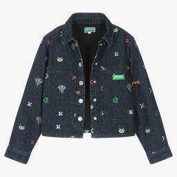 KENZO KIDS-Teen Girls Blue Denim Embroidered Jacket | Childrensalon Outlet