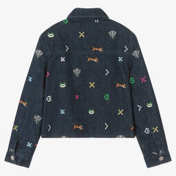 KENZO KIDS-Teen Girls Blue Denim Embroidered Jacket | Childrensalon Outlet