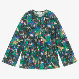 KENZO KIDS-Синяя блузка с принтом Jungle | Childrensalon Outlet