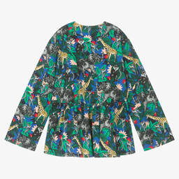 KENZO KIDS-Синяя блузка с принтом Jungle | Childrensalon Outlet