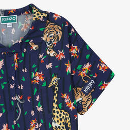 KENZO KIDS-بلوز قصير تينز بناتي فيسكوز لون كحلي | Childrensalon Outlet