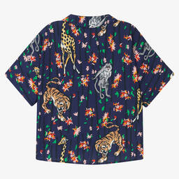 KENZO KIDS-بلوز قصير تينز بناتي فيسكوز لون كحلي | Childrensalon Outlet