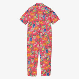 KENZO KIDS-جمبسوت تينز بناتي قطن وكتان لون زهري فيوشيا | Childrensalon Outlet