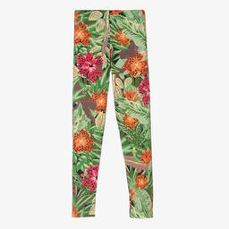 KENZO KIDS-Teen Girls Green Cotton Floral Leggings | Childrensalon Outlet