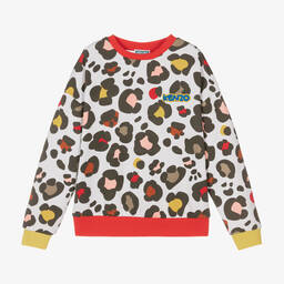 KENZO KIDS-Teen Girls Grey Animal Print Sweatshirt | Childrensalon Outlet