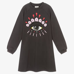 KENZO KIDS-Серое платье с подмигивающим глазом для девочек-подростков | Childrensalon Outlet