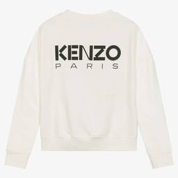 KENZO KIDS-Teen Girls Ivory Cotton Boke Flower Sweatshirt | Childrensalon Outlet