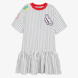 KENZO KIDS-Кремовое хлопковое платье в полоску | Childrensalon Outlet