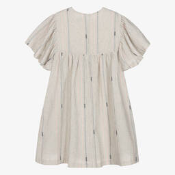 KENZO KIDS-فستان قطن مقلم لون عاجي للمراهقات | Childrensalon Outlet