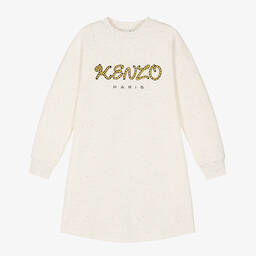 KENZO KIDS-Teen Girls Ivory Cotton Sweatshirt Dress | Childrensalon Outlet