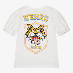 KENZO KIDS-Teen Girls Ivory Cotton Tiger T-Shirt | Childrensalon Outlet
