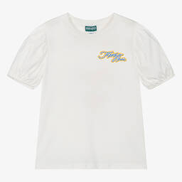 KENZO KIDS-Teen Girls Ivory Cotton Tiger T-Shirt | Childrensalon Outlet