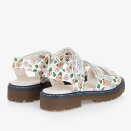 KENZO KIDS-Teen Girls Ivory Floral Print Leather Sandals | Childrensalon Outlet