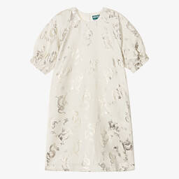 KENZO KIDS-Teen Girls Ivory & Silver Dragon Dress | Childrensalon Outlet