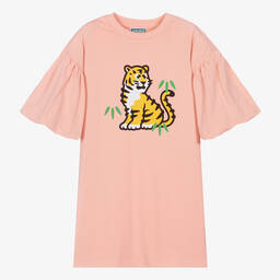 KENZO KIDS-فستان تينز بناتي قطن عضوي لون زهري | Childrensalon Outlet