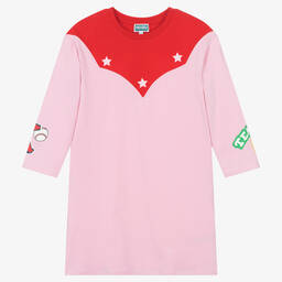 KENZO KIDS-Teen Girls Pink Cotton Varsity Dress | Childrensalon Outlet