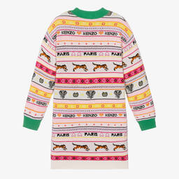 KENZO KIDS-Teen Girls Pink Jacquard Knit Sweater Dress | Childrensalon Outlet