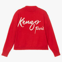 KENZO KIDS-Красный трикотажный свитер с драконом для девочек-подростков | Childrensalon Outlet