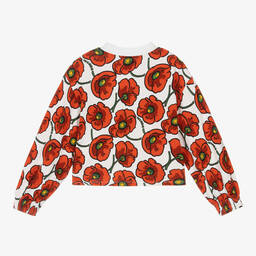 KENZO KIDS-سويتشيرت تينز بناتي قطن جيرسي لون أحمر | Childrensalon Outlet