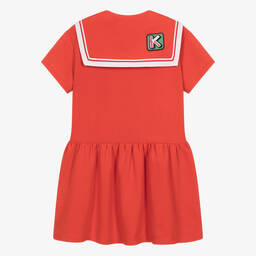 KENZO KIDS-فستان قطن جيرسي لون أحمر للمراهقات | Childrensalon Outlet