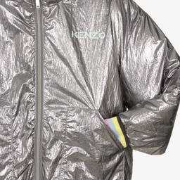 KENZO KIDS-Teen Girls Silver Puffer Coat | Childrensalon Outlet