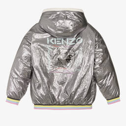 KENZO KIDS-Teen Girls Silver Puffer Coat | Childrensalon Outlet