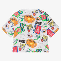 KENZO KIDS-Teen Girls White Cotton Logo T-Shirt | Childrensalon Outlet