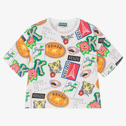 KENZO KIDS-Teen Girls White Cotton Logo T-Shirt | Childrensalon Outlet