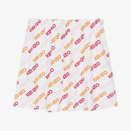 KENZO KIDS-Teen Girls White Cotton Piqué Logo Skirt | Childrensalon Outlet