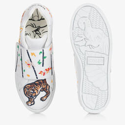KENZO KIDS-ترينرز تينز بناتي جلد مطرز لون أبيض | Childrensalon Outlet
