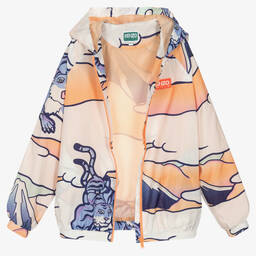 KENZO KIDS-جاكيت هودي واقي من الرياح تينز بناتي لون أبيض | Childrensalon Outlet
