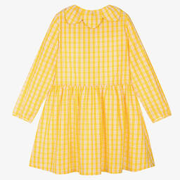 KENZO KIDS-Желтое хлопковое платье с воротником-лепестком | Childrensalon Outlet