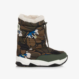 KENZO KIDS-Teen Green Floral Snow Boots | Childrensalon Outlet