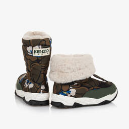 KENZO KIDS-Teen Green Floral Snow Boots | Childrensalon Outlet
