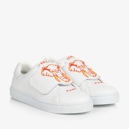 KENZO KIDS-Teen Ivory Leather Elephant Trainers | Childrensalon Outlet