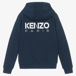 KENZO KIDS-Teen Navy Blue Cotton Boke Flower Hoodie | Childrensalon Outlet