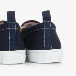 KENZO KIDS-ترينرز كانفاس مقلم لون كحلي تينز | Childrensalon Outlet