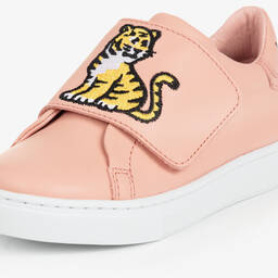 KENZO KIDS-Розовые кожаные кроссовки с тигром | Childrensalon Outlet