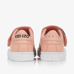 KENZO KIDS-Розовые кожаные кроссовки с тигром | Childrensalon Outlet