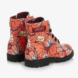 KENZO KIDS-Красно-розовые ботинки с цветами | Childrensalon Outlet