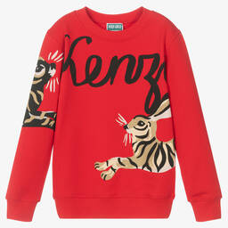 KENZO KIDS-Красный свитшот с зайцем | Childrensalon Outlet