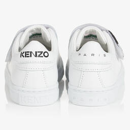 KENZO KIDS-Белые кожаные кроссовки с тигром | Childrensalon Outlet