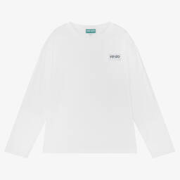 KENZO KIDS-Teen White Organic Cotton Top | Childrensalon Outlet