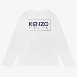 KENZO KIDS-Teen White Organic Cotton Top | Childrensalon Outlet