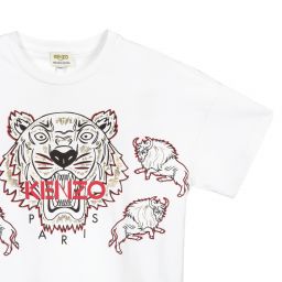 KENZO KIDS-Teen White Tiger & Ox T-Shirt | Childrensalon Outlet