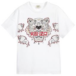 KENZO KIDS-Teen White Tiger & Ox T-Shirt | Childrensalon Outlet