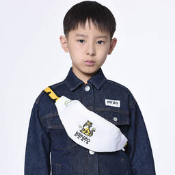 كينزو كيدز-حقيبة حزام كانفاس لون أبيض (20 سم) | Childrensalon Outlet